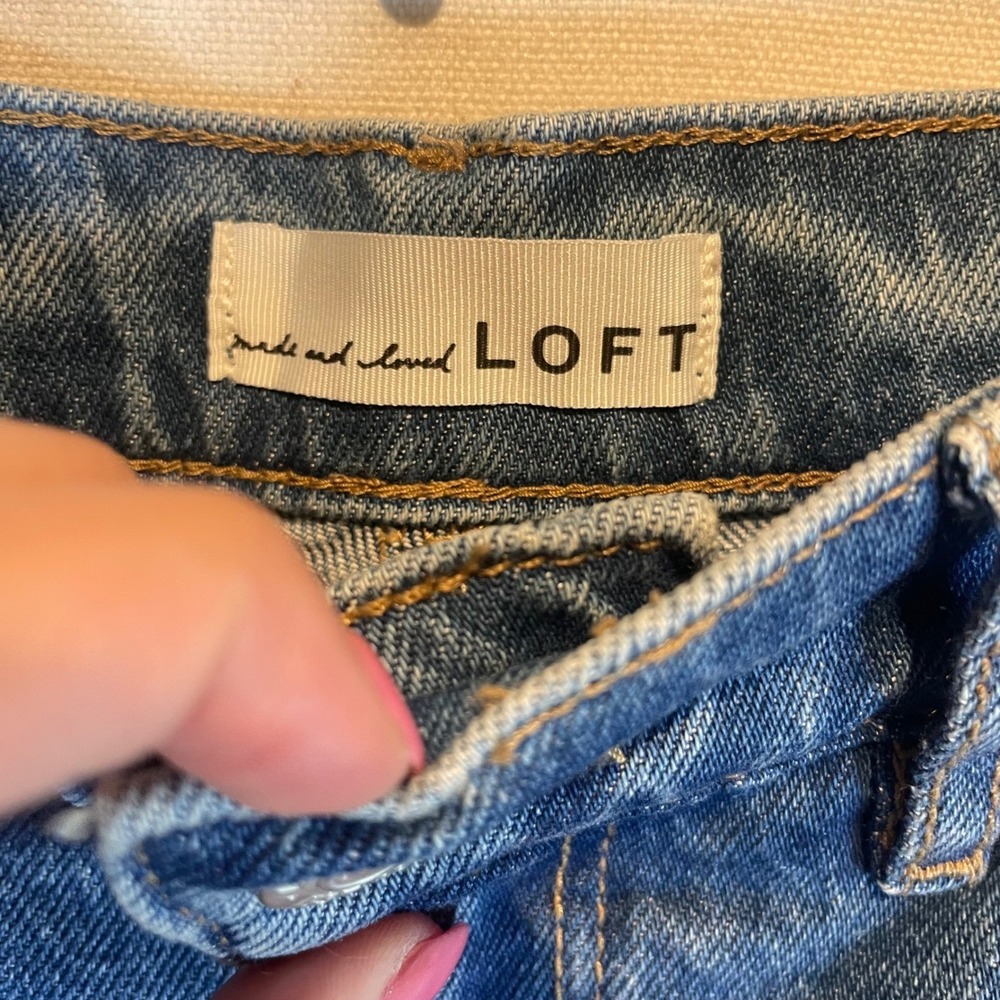 Loft The Straight High Rise Jeans Medium Wash Blue Denim Size 6 28 - Picture 5 of 9